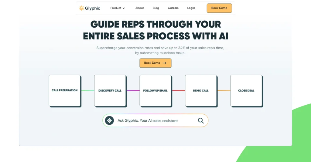 Glyphic interface showing homepage