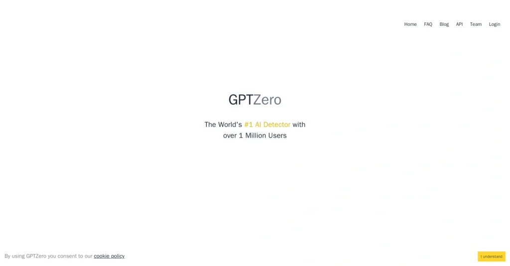 GPTZero interface showing homepage