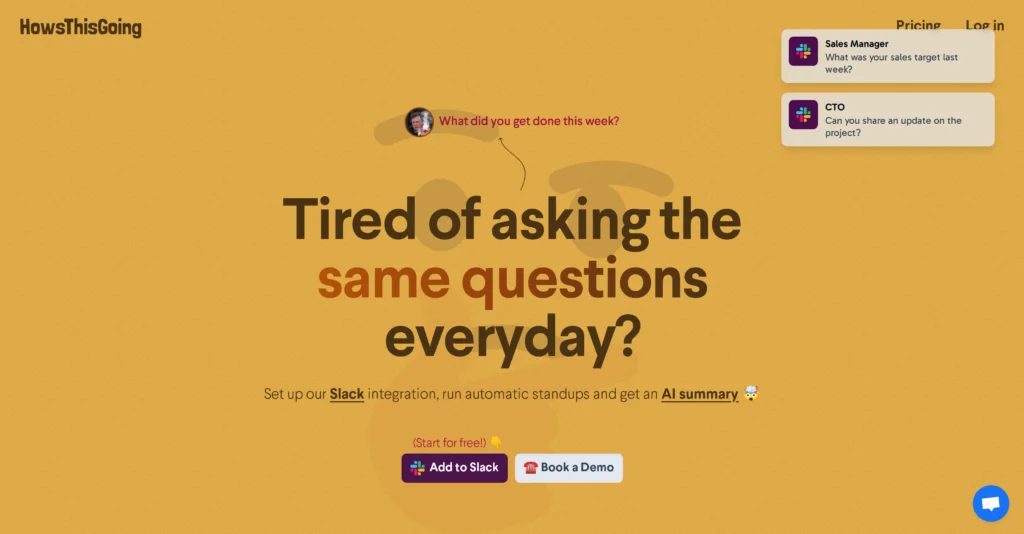 HowsThisGoing interface showing homepage