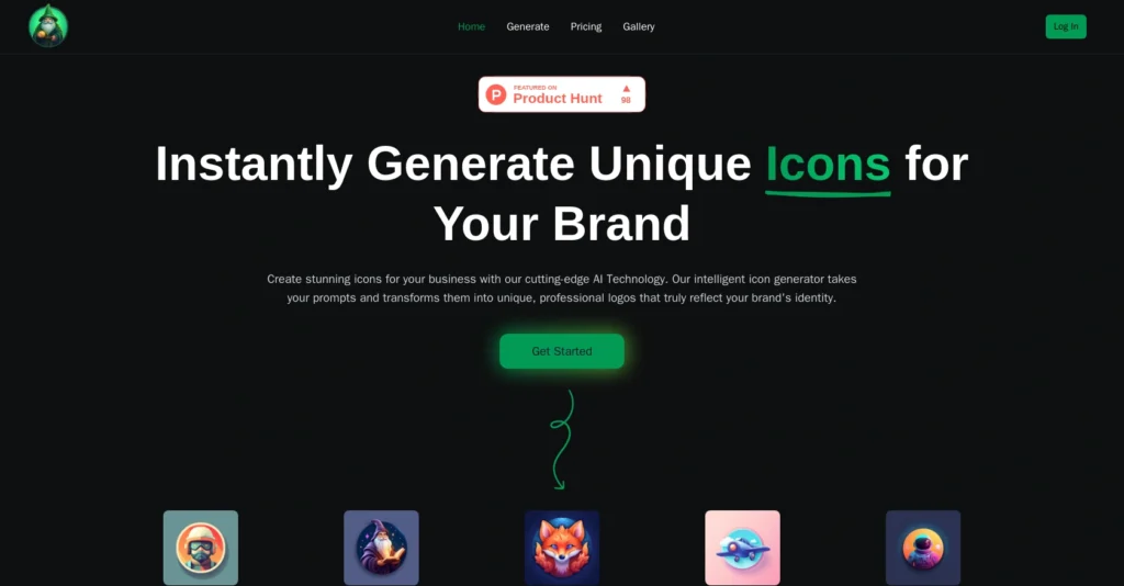 IconWizardAI interface showing homepage