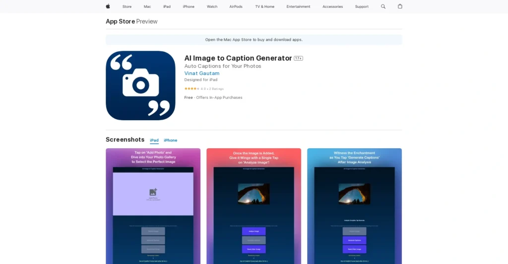 Image to Caption Generator interface showing homepage