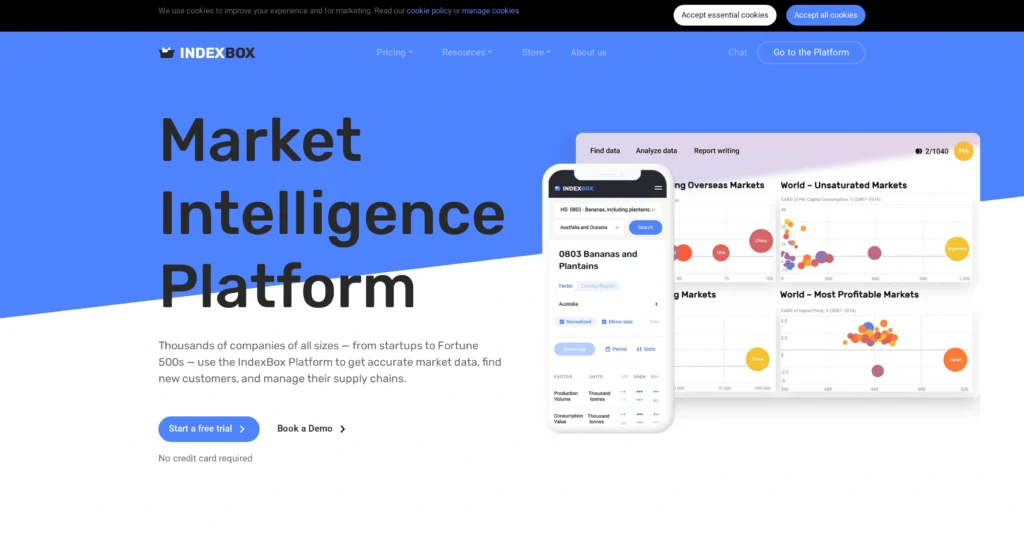 IndexBox interface showing homepage