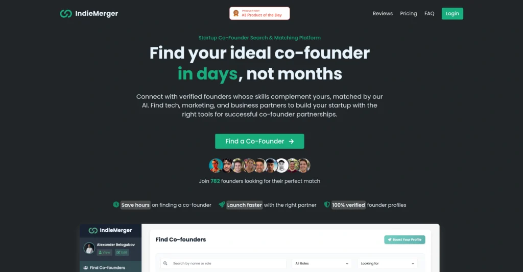 IndieMerger interface showing homepage