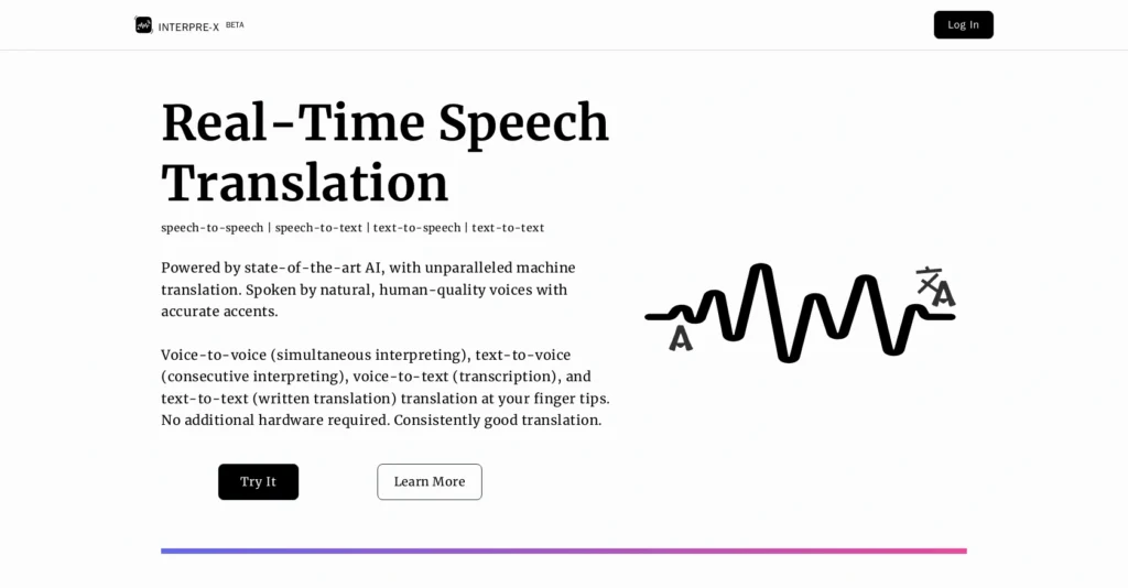 Interpre-X interface showing homepage