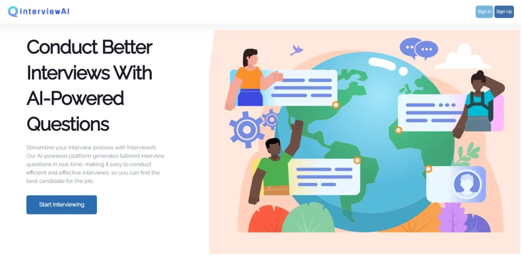 InterviewAI interface showing homepage