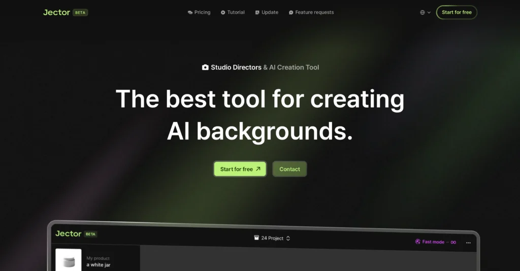 Jector interface showing homepage