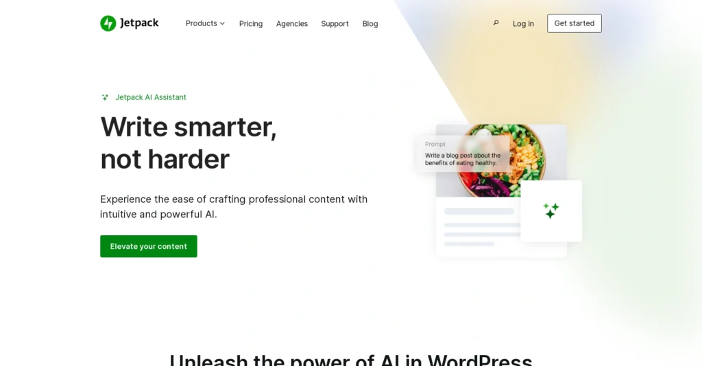 Jetpack interface showing homepage