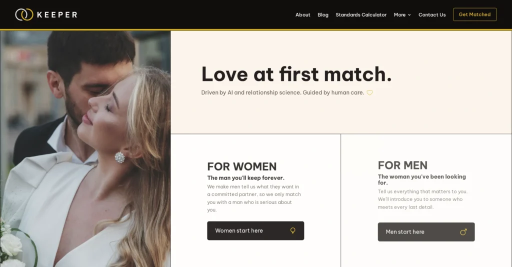 Keeper interface showing homepage