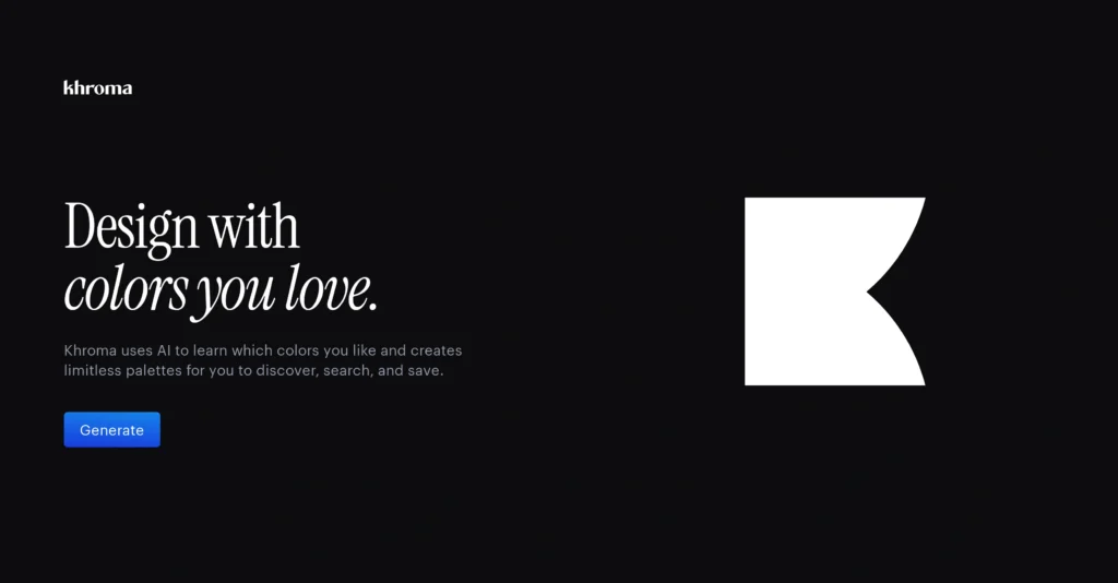 Khroma interface showing homepage