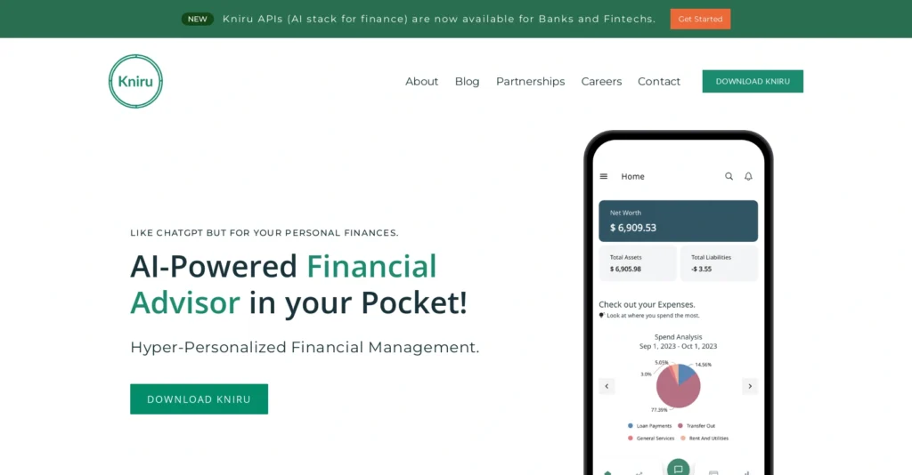 Kniru interface showing homepage