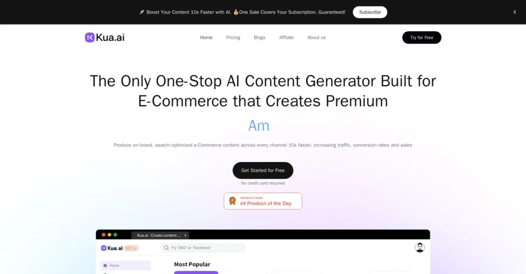 Kua.ai interface showing homepage