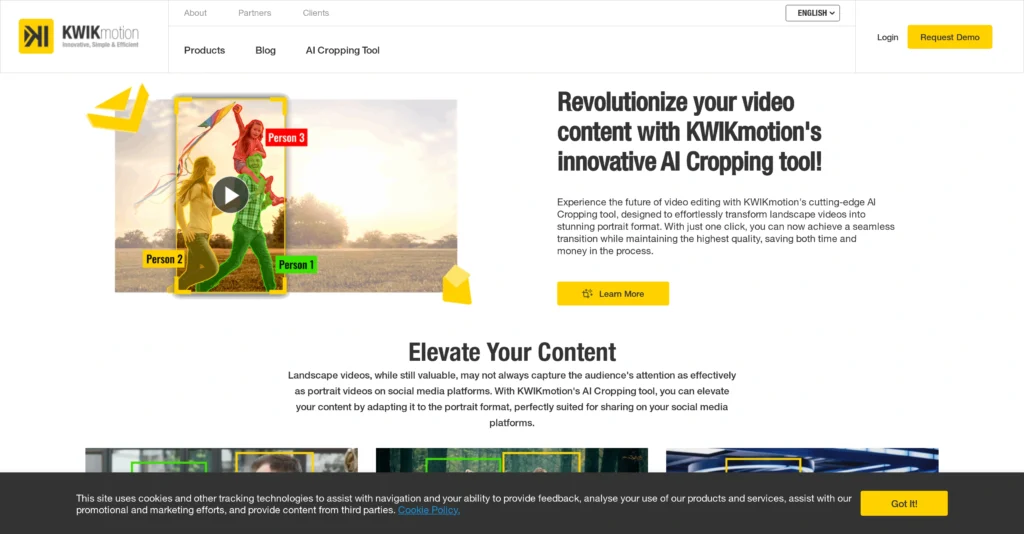 KWIKmotion interface showing homepage