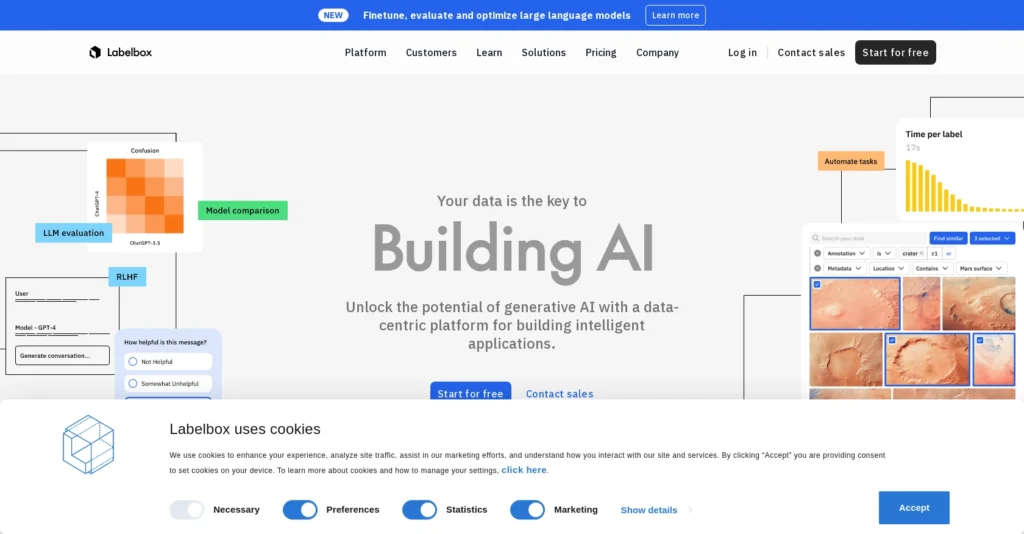 Labelbox interface showing homepage
