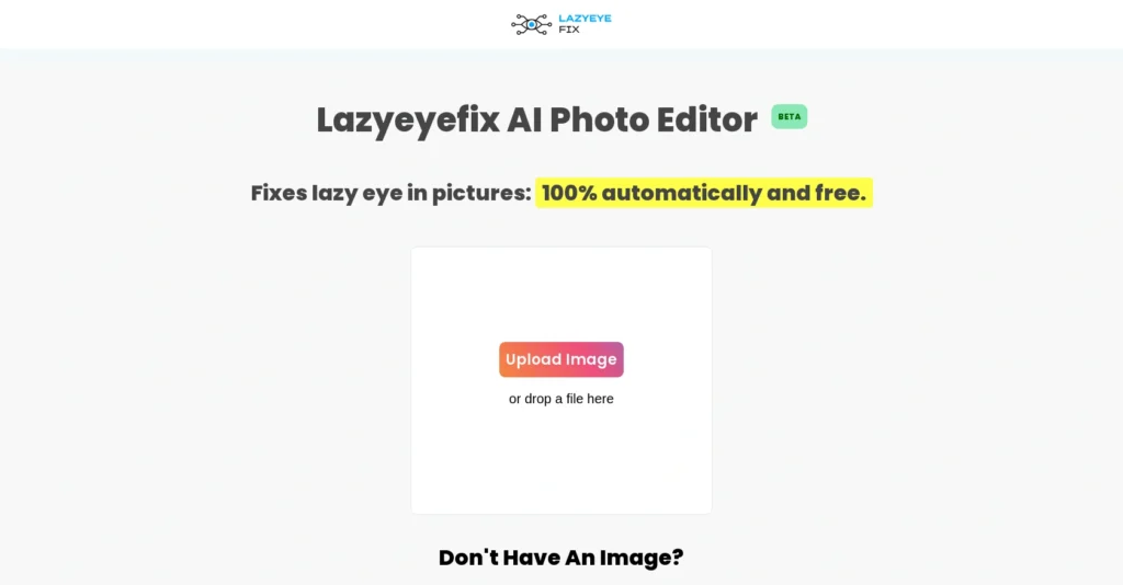 Lazyeyefix interface showing homepage