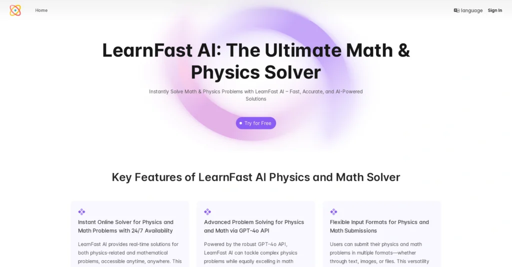 LearnFast AI interface showing homepage