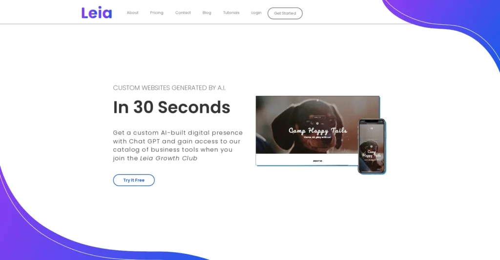Leia interface showing homepage