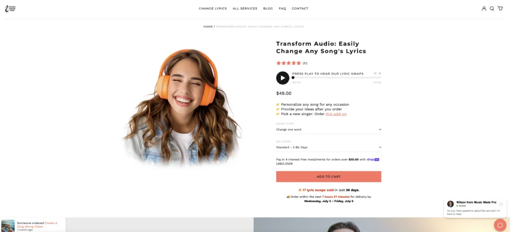 Lyric Changer: Personalize Any Song interface showing homepage