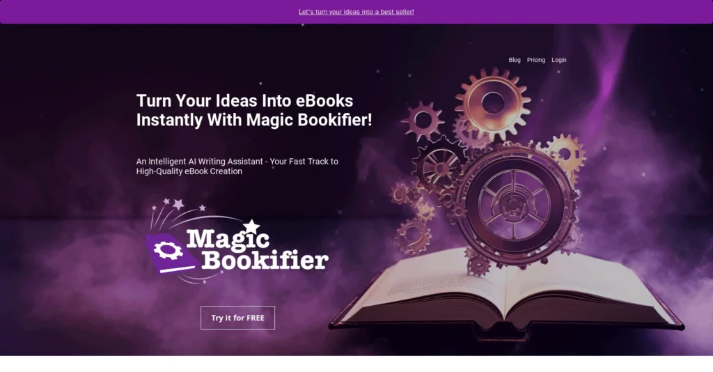 Magic Bookifier interface showing homepage