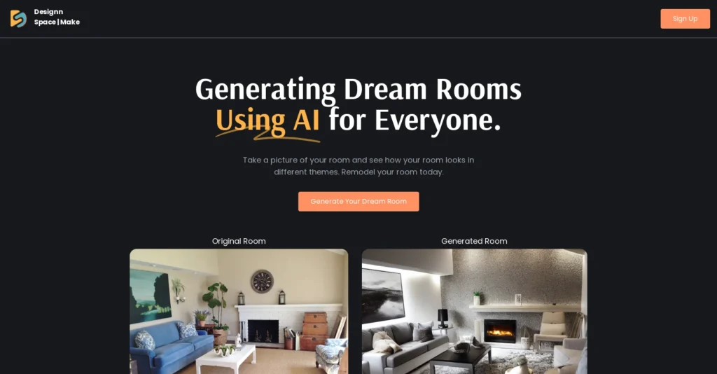 Make Designn interface showing homepage