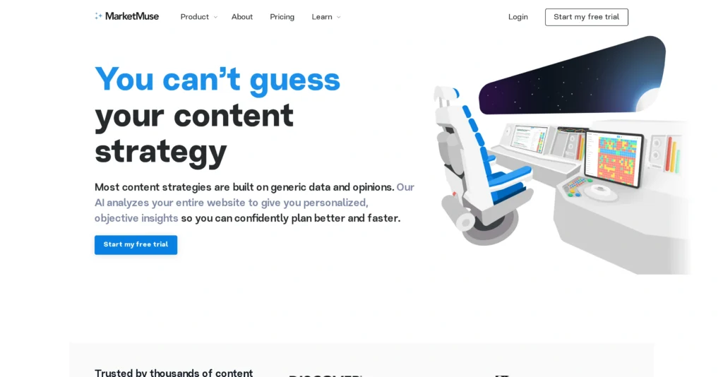MarketMuse interface showing homepage