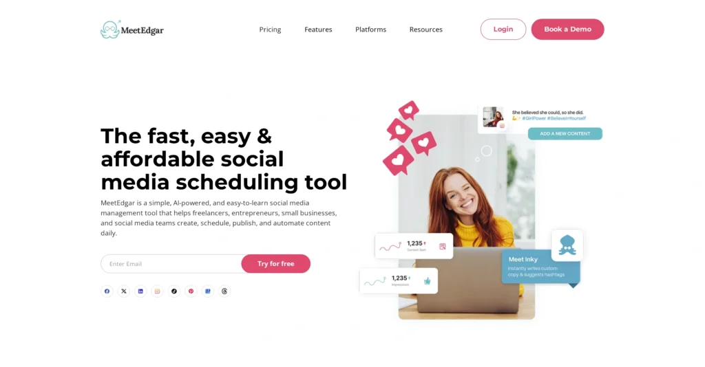 MeetEdgar interface showing homepage