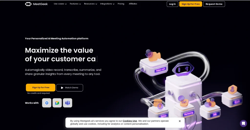 MeetGeek interface showing homepage