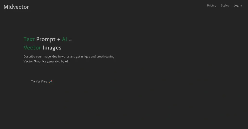 MidVector interface showing homepage