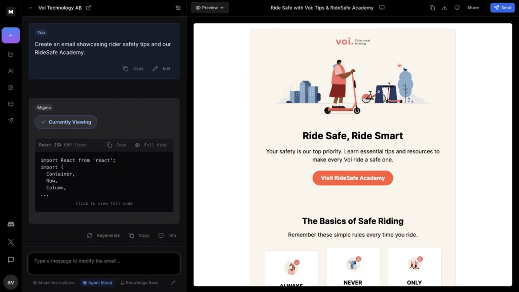 Migma.ai interface showing homepage