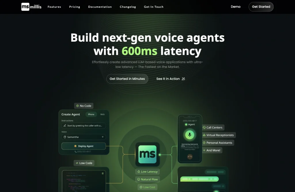 Millis AI interface showing homepage