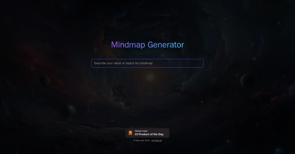 Mindmap interface showing homepage