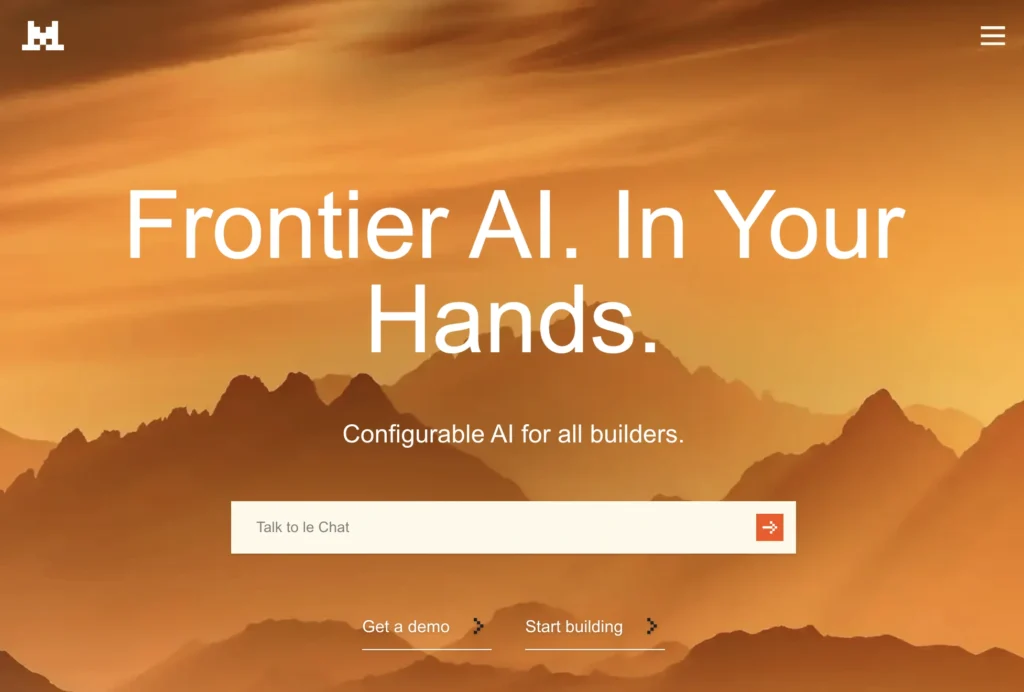 Mistral AILarge 2 interface showing homepage
