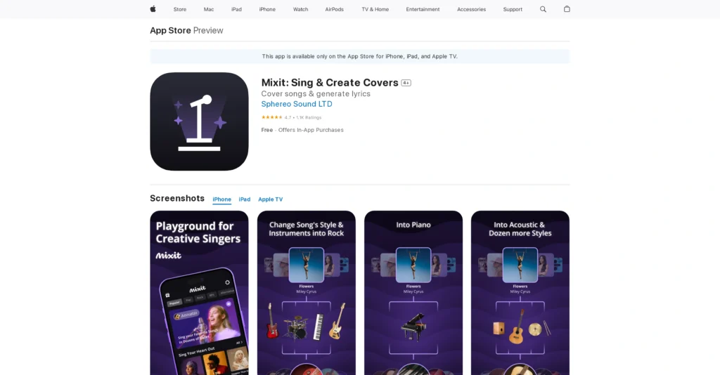 Mixit interface showing homepage