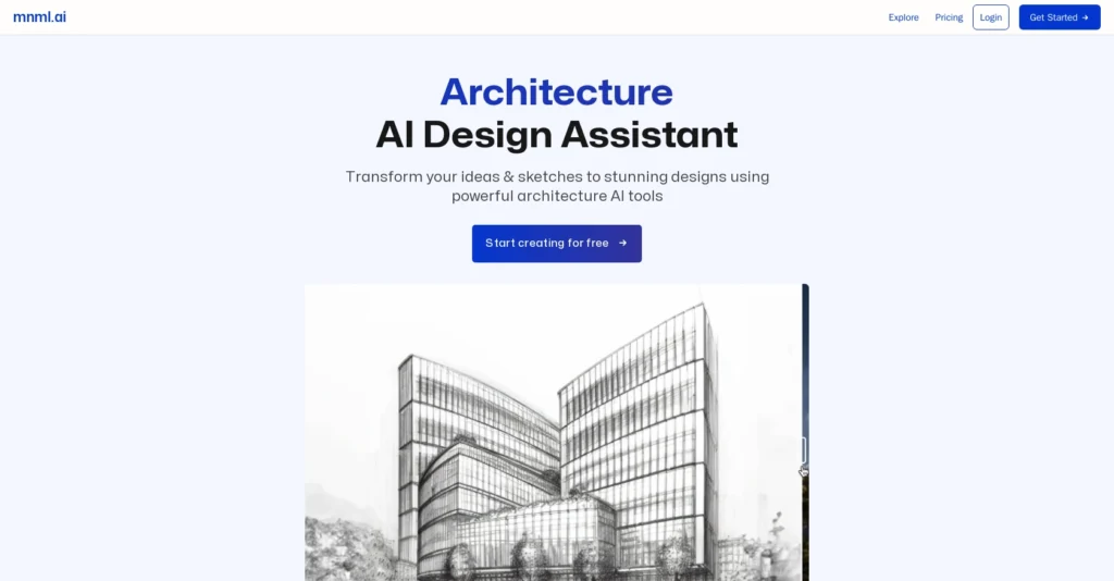 MNML interface showing homepage