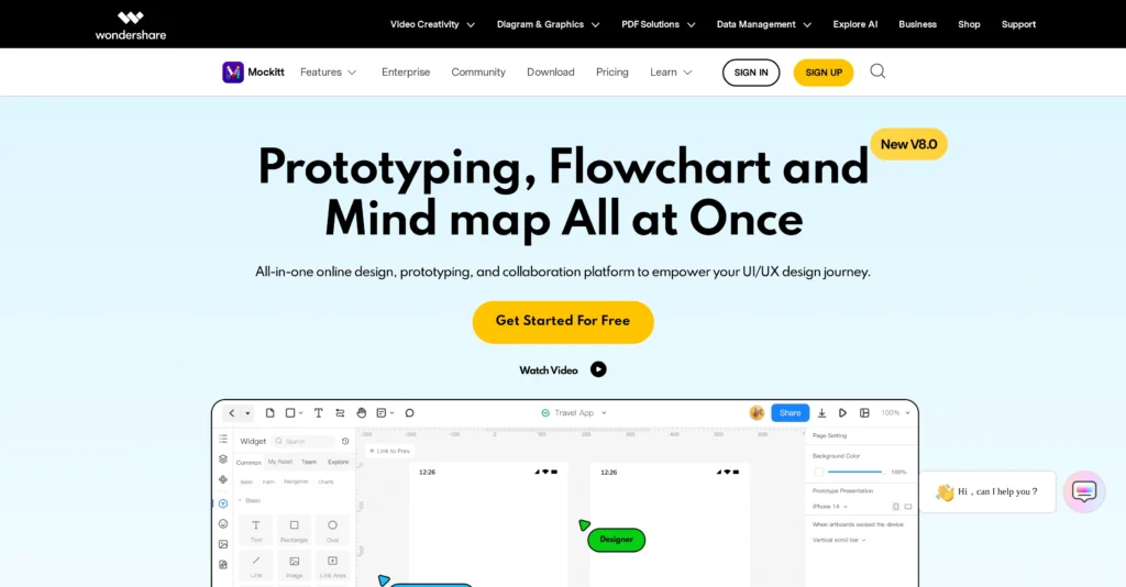 Mockitt interface showing homepage