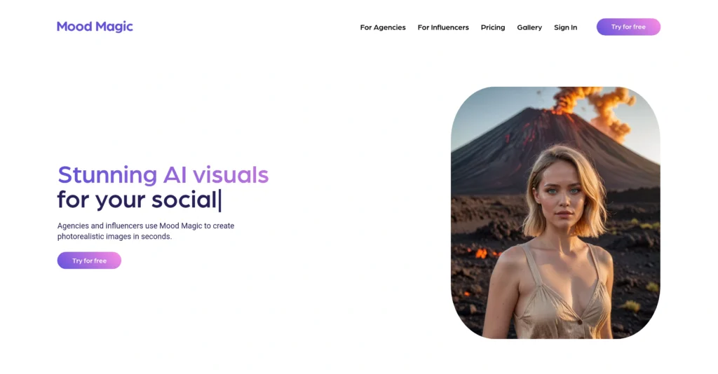 Mood Magic interface showing homepage
