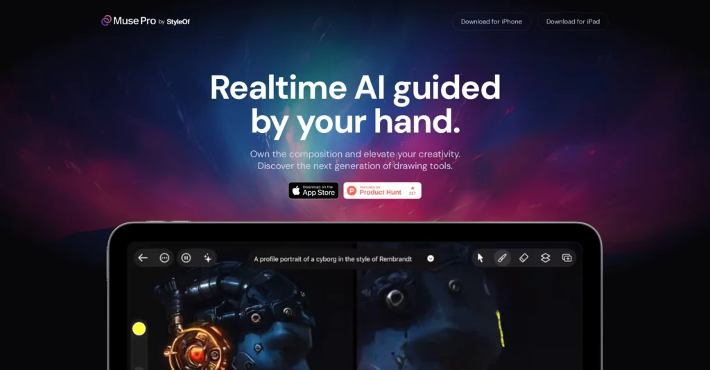 Muse Pro interface showing homepage