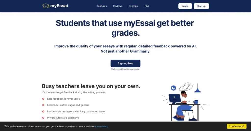 Myess interface showing homepage