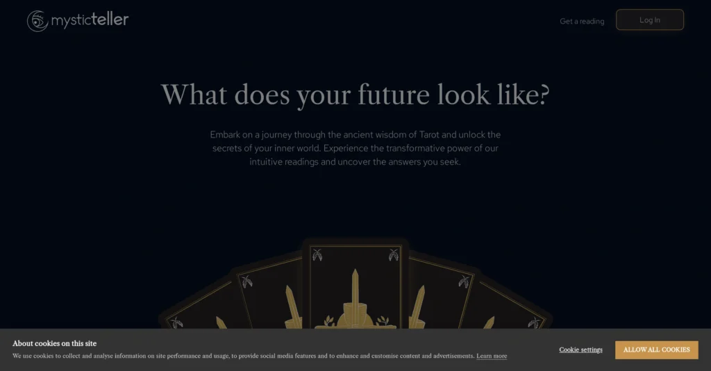 Mystic Teller interface showing homepage