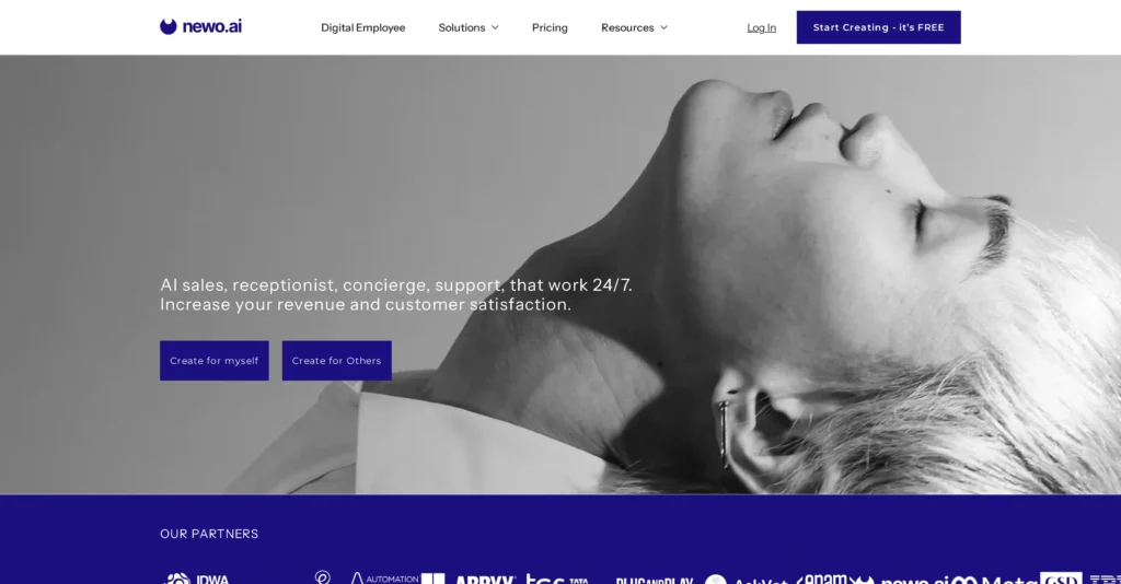 Newo interface showing homepage