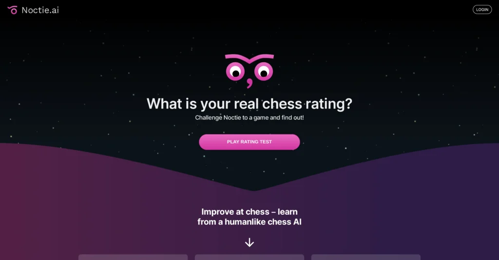 Noctie interface showing homepage