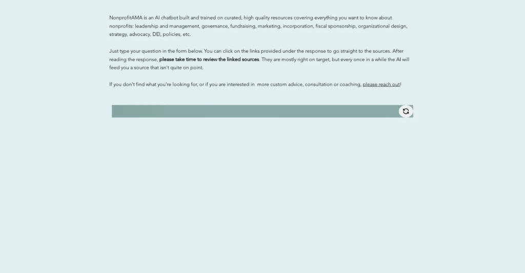 NonprofitAMA interface showing homepage