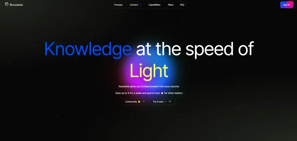 Nouswise interface showing homepage