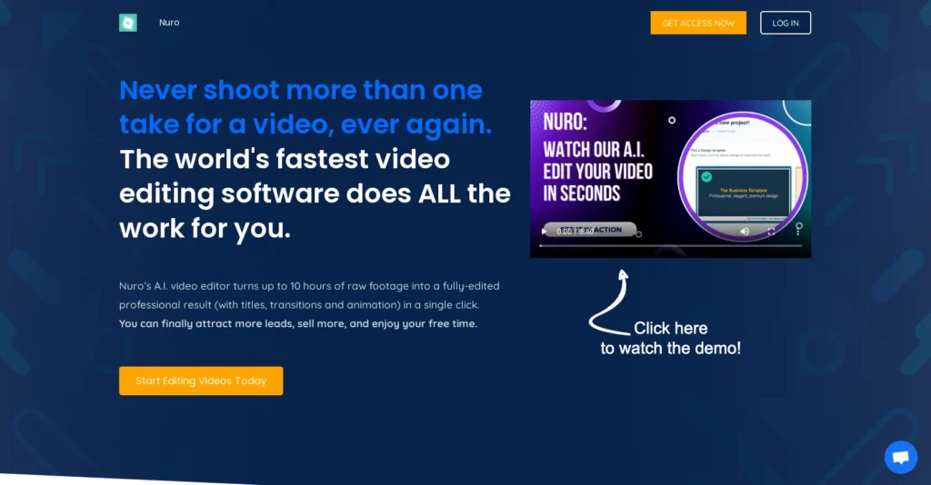Nuro.video interface showing homepage