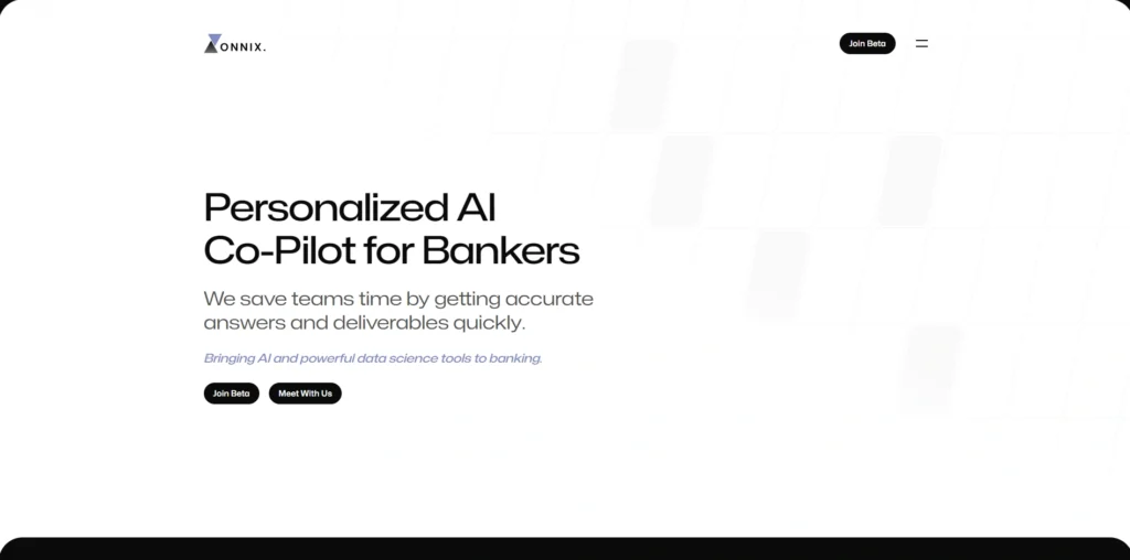 Onnix interface showing homepage