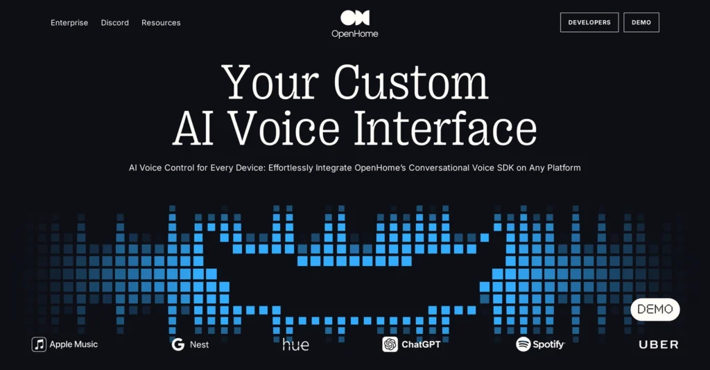 OpenHome interface showing homepage