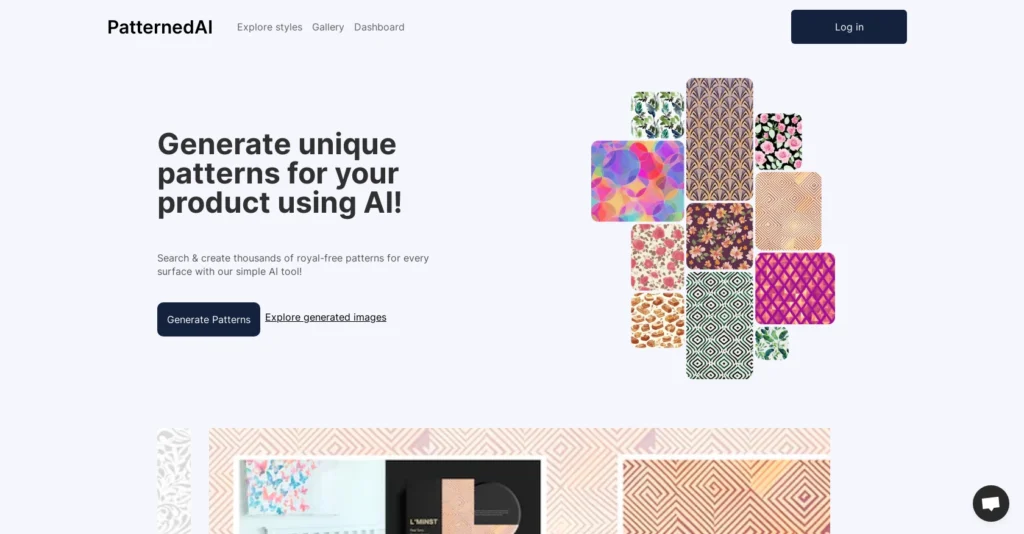 PatternedAI interface showing homepage
