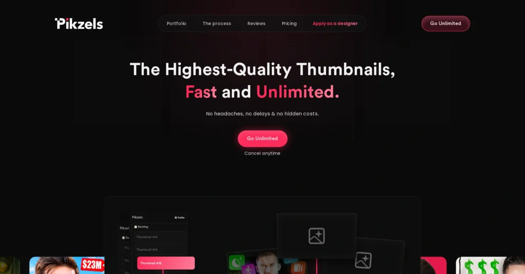 Pikzels interface showing homepage