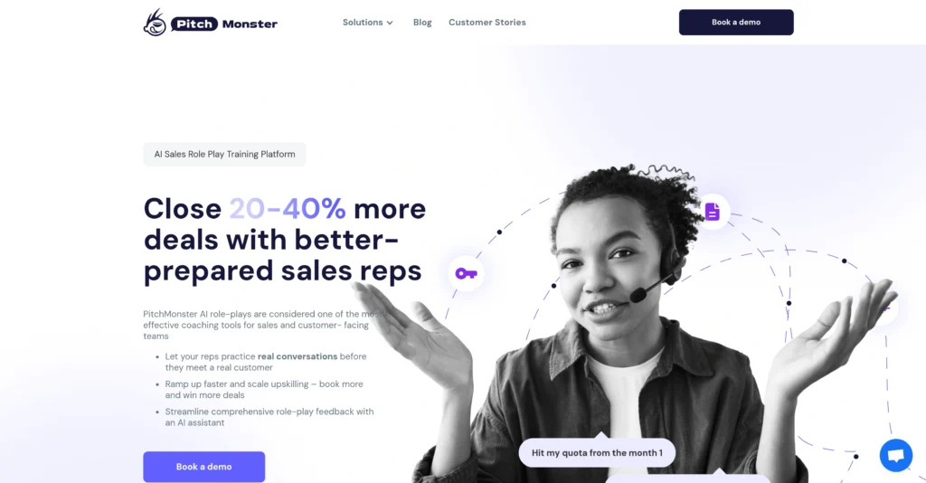 PitchMonster interface showing homepage