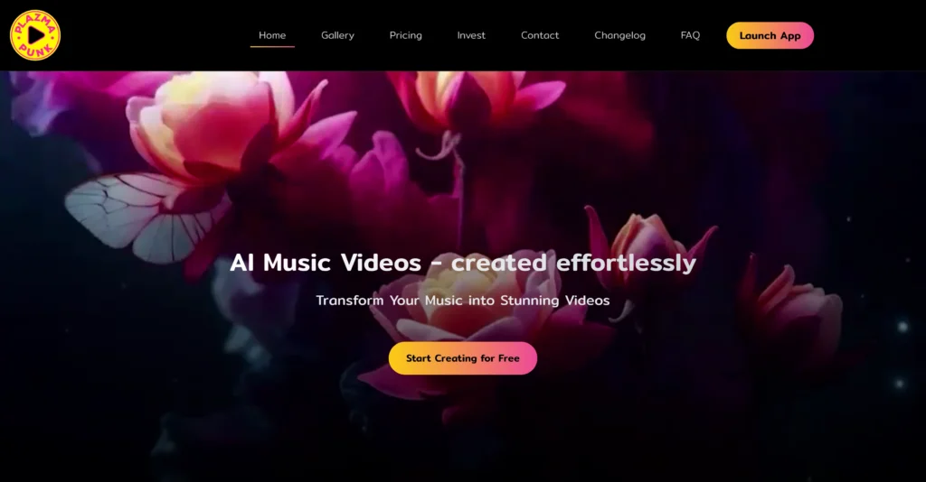 Plazmapunk interface showing homepage
