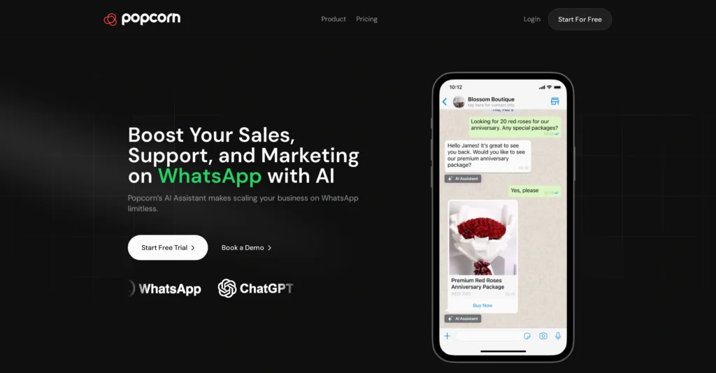 Popcorn interface showing homepage